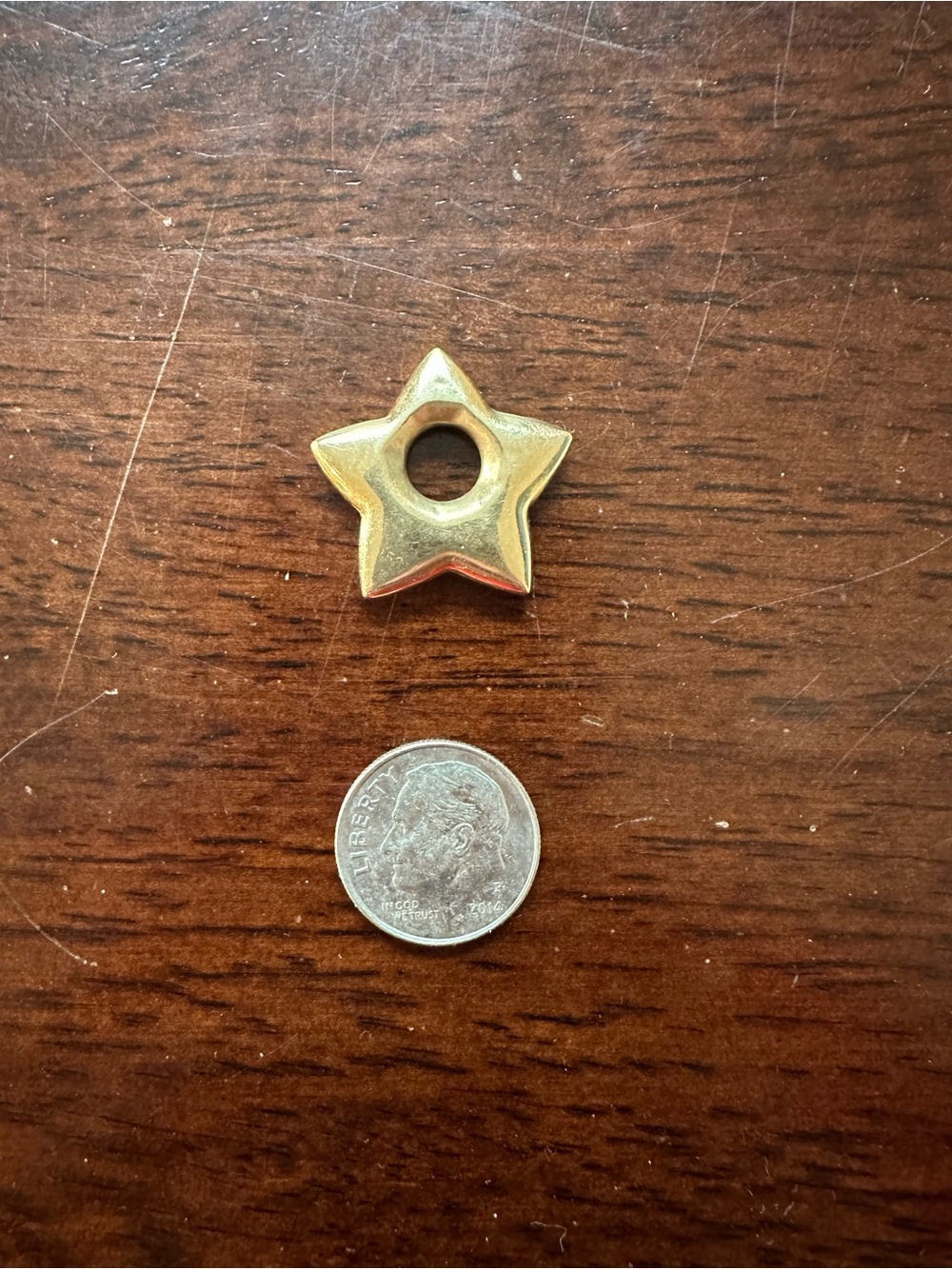 14k yellow gold puffy star slider charm- LARGE